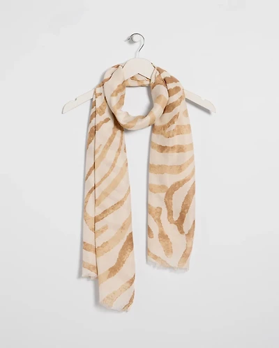 Neutral Zebra Animal Print Oblong Scarf
