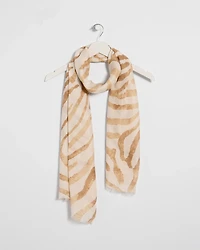 Neutral Zebra Animal Print Oblong Scarf