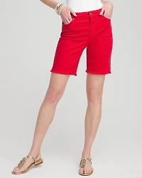 Girlfriend 7" Fray Hem Denim Shorts