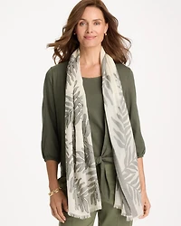Palm Embroidered Oblong Scarf