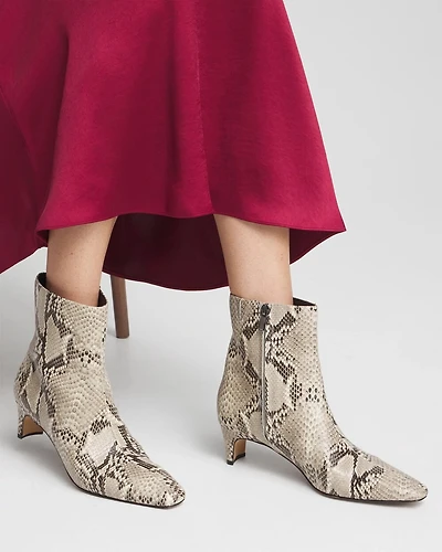 Faux Snakeskin Skinny Heel Ankle Boot