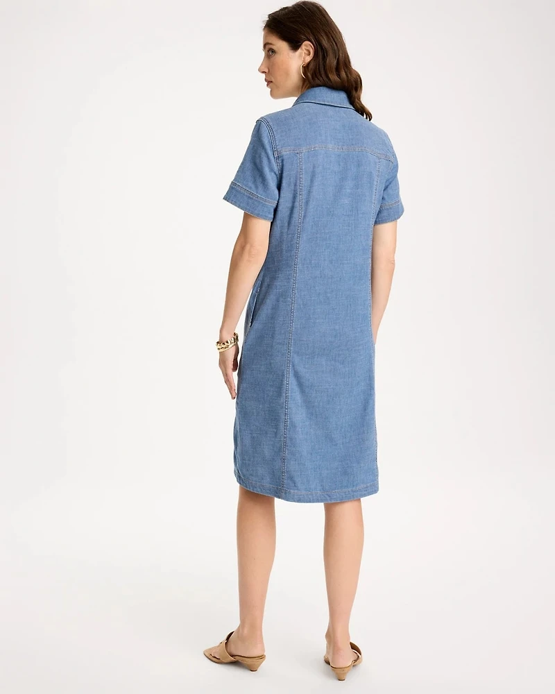 Soft-Stretch Hemp Denim Shirtdress