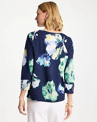 Printed Slub Button Detail Tee