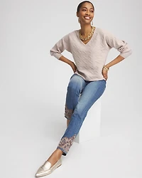 V-Neck Cable-knit Pullover Sweater