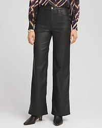 High Rise Wide Leg Coated Denim Jeans