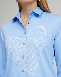 No Iron™ Stretch Embroidered Heart Shirt