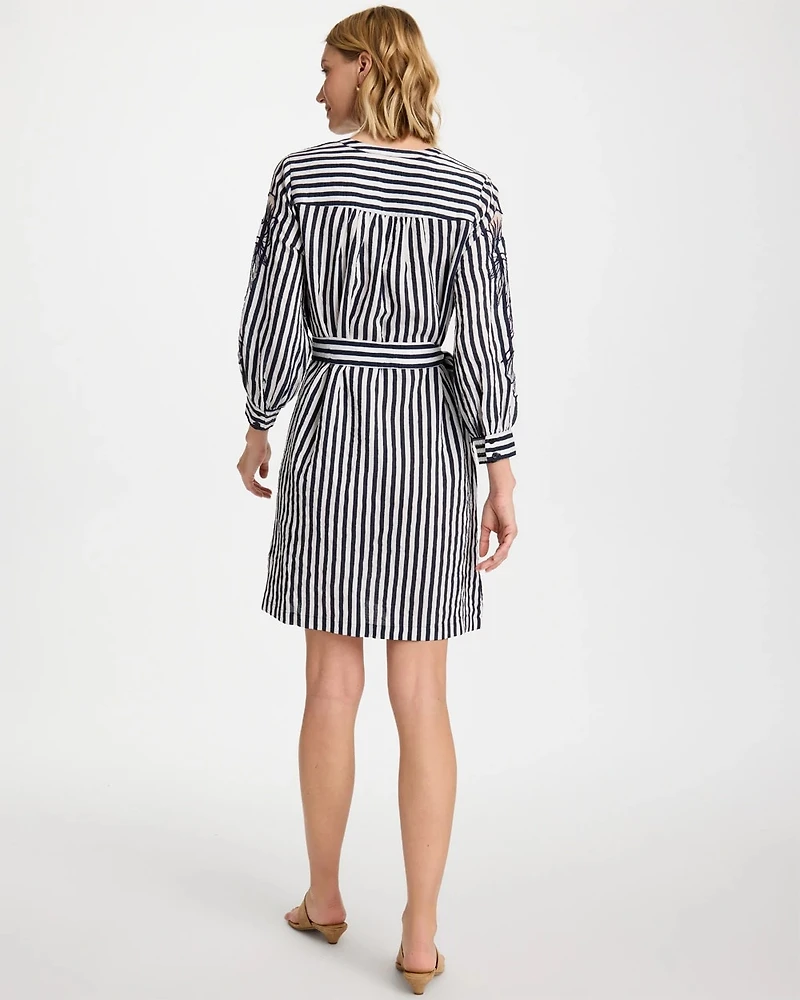 Embroidered Striped Dress