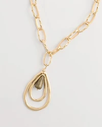 Neutral Teardrop Pendant Necklace