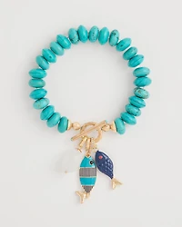 Turquoise Stone Toggle Charm Bracelet