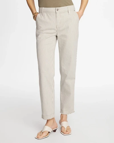 Stripe Girlfriend Straight Ankle Jeans