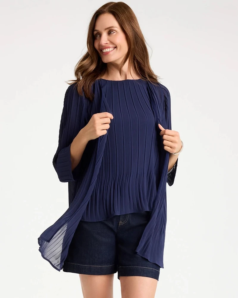 Travelers™ Pleated Chiffon Cardigan