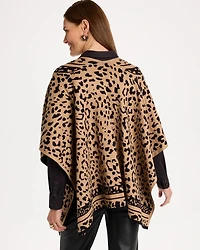 Tipped Animal Jacquard Reversible Ruana