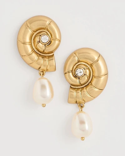 Goldtone Spiral Shell Earrings