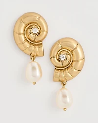 Goldtone Spiral Shell Earrings