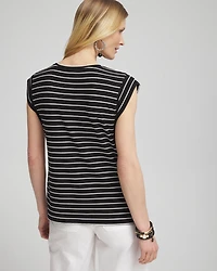 Stripe Cap Sleeve Tee