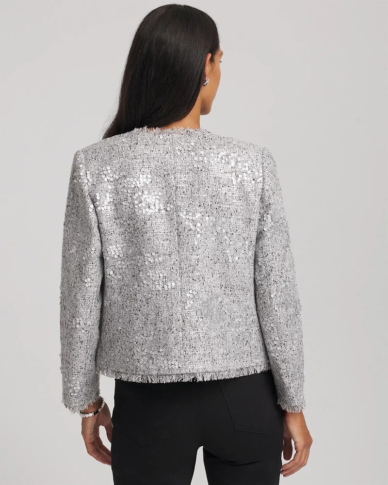 Silver Sequins Tweed Jacket