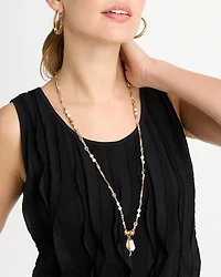 Coral Jade Stone Charm Necklace