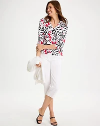 Cotton Stretch 3/4 Sleeve Floral Tee