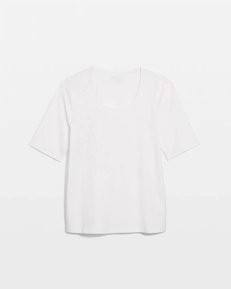 Sequin Embroidered Floral Tee