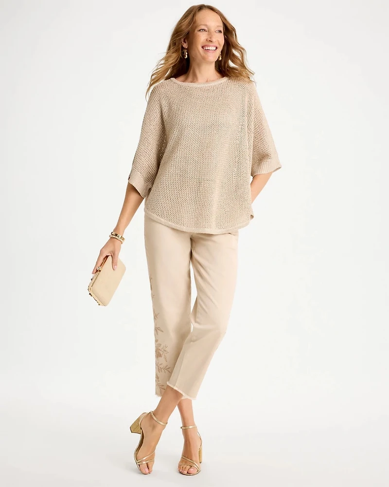 Sequin Boatneck Rounded Hem Poncho