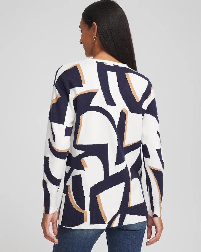 Geo Intarsia V-Neck Tunic