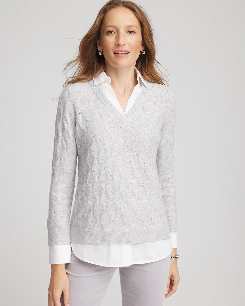 Classic Built-In Shirt Knit Sweater