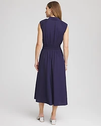 Smocked-Waist Shirtdress