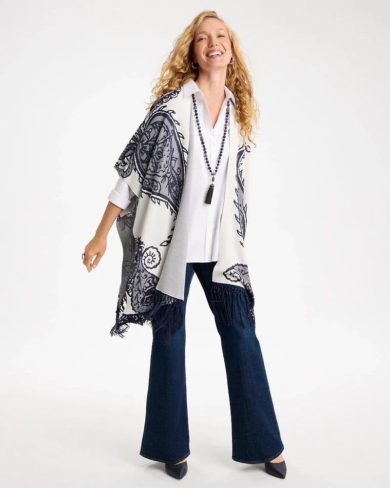Long Knit Fringed Ruana