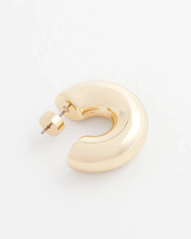Gold Puff Hoop Earrings