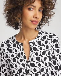 Printed Cotton Slub Henley Shirt