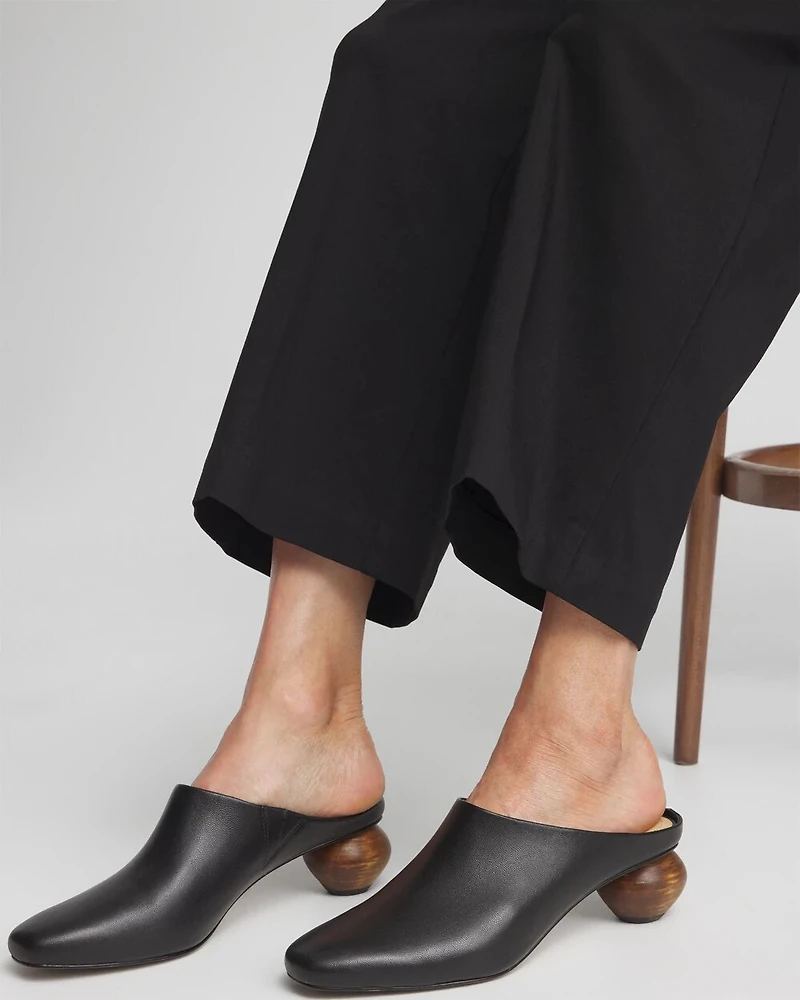 Wood Heel Leather Mule