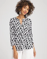 Printed Cotton Slub Henley Shirt