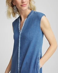 Frayed Denim Maxi Dress