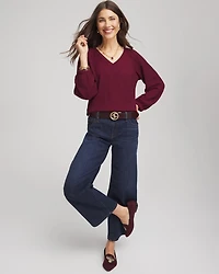 Textured Raglan V-Neck Top