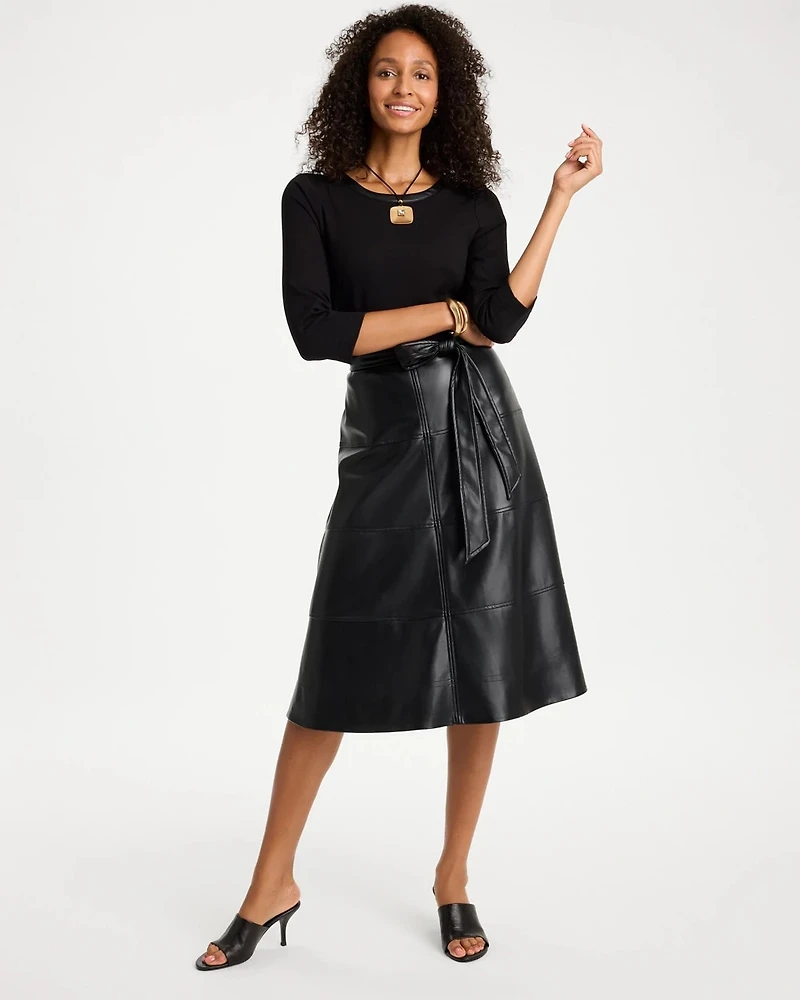 Faux Leather Ponte Knit Dress