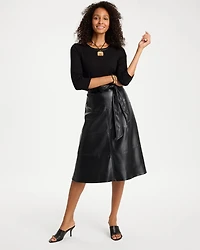 Faux Leather Ponte Knit Dress