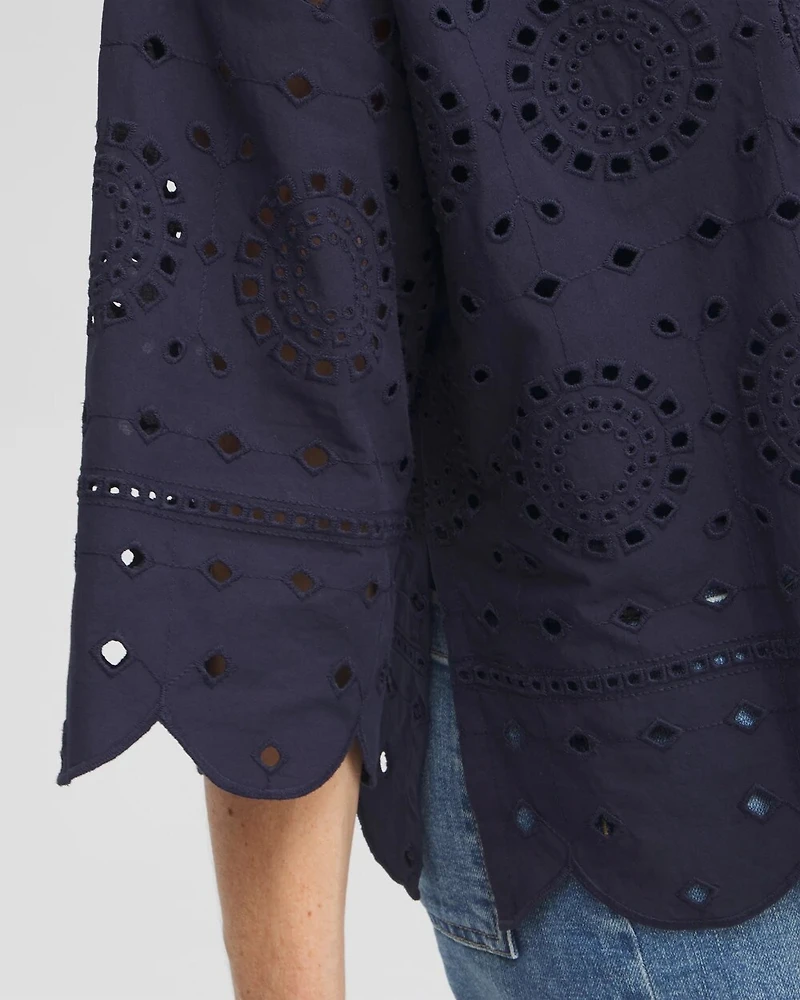 Eyelet Short Kimono