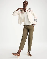 Cropped Embroidered Denim Jacket