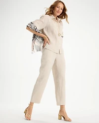 Linen Straight Tapered Ankle Pants