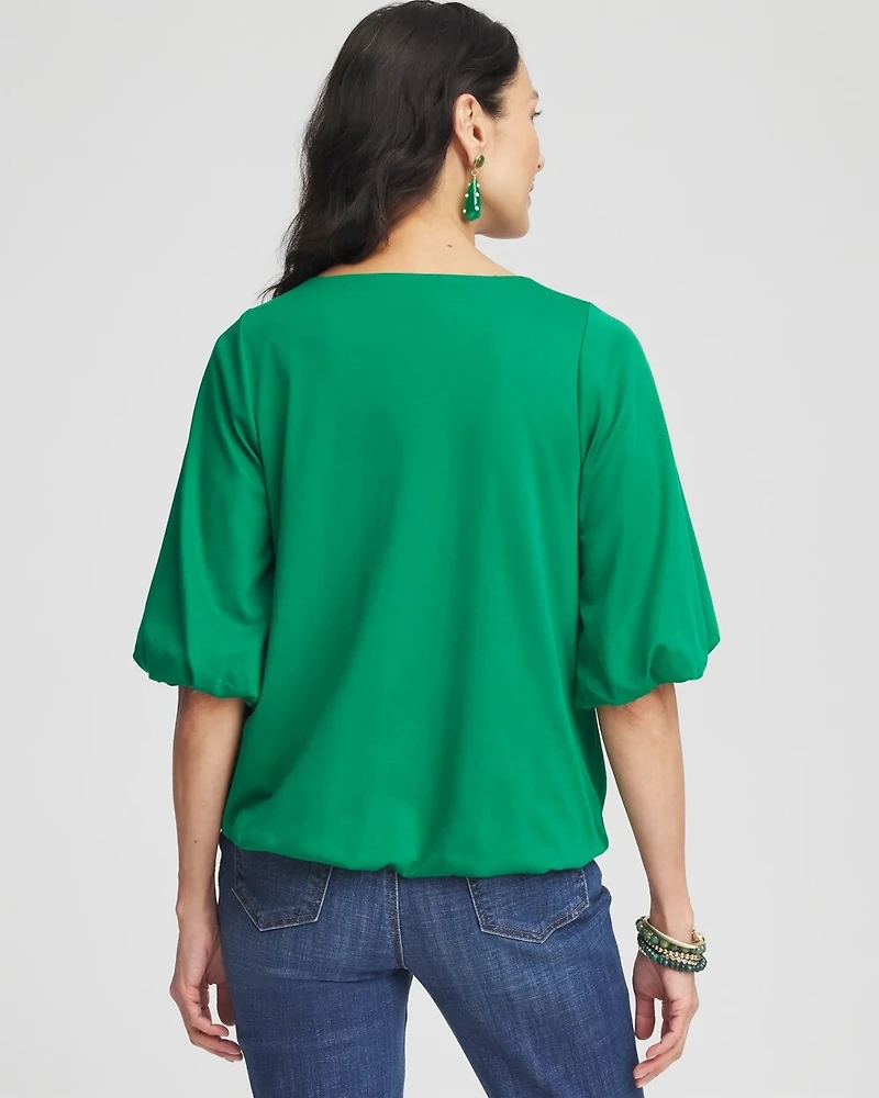 Bubble Hem Pleated Cotton Top