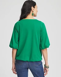 Bubble Hem Pleated Cotton Top