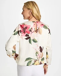 Crewneck Satin Bubble Hem Top