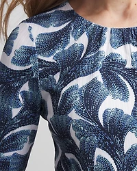 Ribbed Ruched-Neck Top