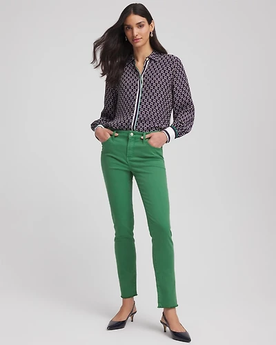 Girlfriend Fray Hem Ankle Jeans