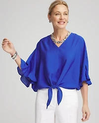 Ecovero™ Tie-Front Frill Sleeve Blouse