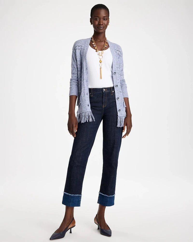 Girlfriend Frayed High-Rise Jeans