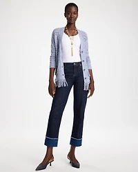 Girlfriend Frayed High-Rise Jeans