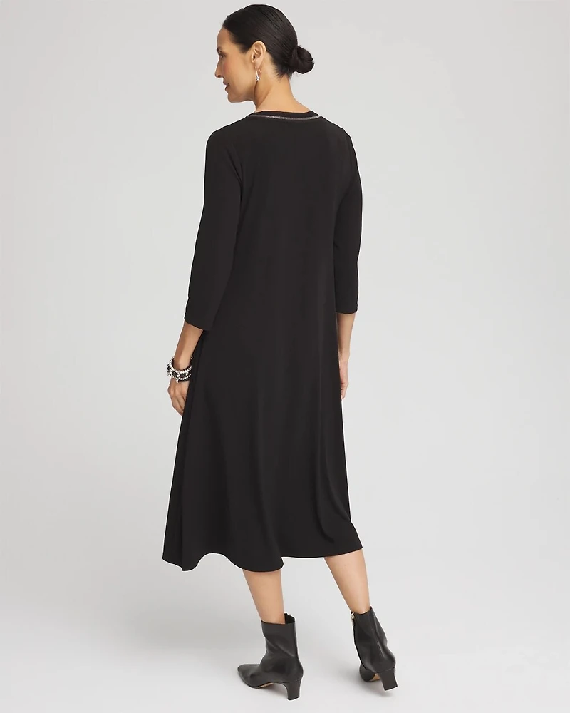 Ball Chain V-Neck Midi Dress