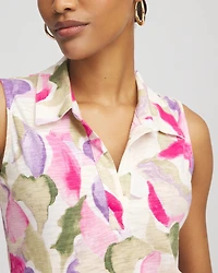 Watercolor Slub Sleeveless Collared Tunic