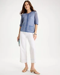 Petite Pull-On Wide-Leg White Crop Jean